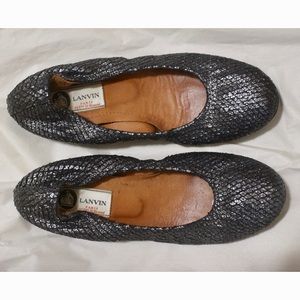 LANVIN metallic grey flats 7.5